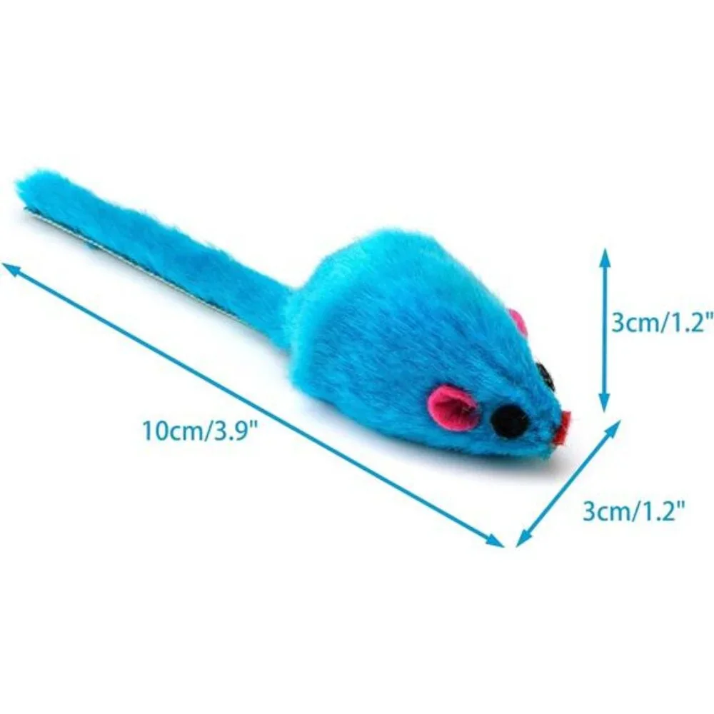 36PCS 4.1'' Furry Cat Toy Mice Rattle Small Mouse Kitten Interactive
